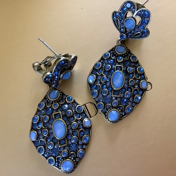 Heidi Daus Set Crystal Blue Locket Necklace & Earrings - Picture 11 of 15